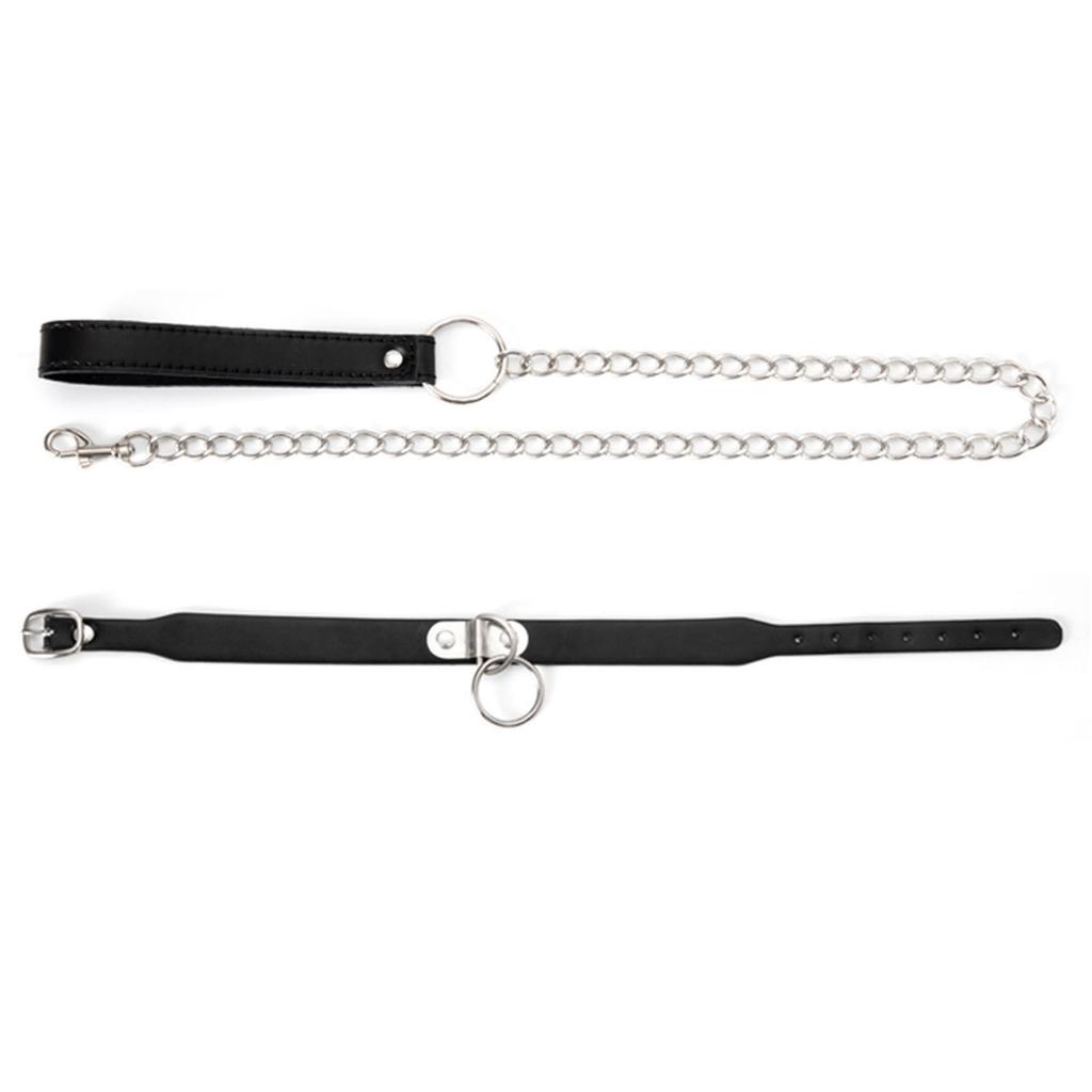 Регулируемая цепочка-ошейник из ПУ кожи с колокольчиком/О-кольцом и поводком для взрослых, шейный ремешок, захватывающие аксессуары для ролевых игр