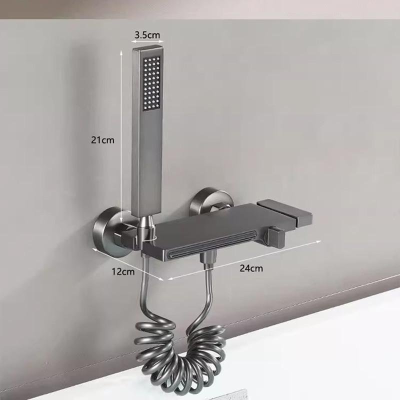 Серый комплект для душа для ванной, горячая и холодная вода, черный смеситель для душа для ванной комнаты, хромированный комплект для душа со скользящей штангой из латуни