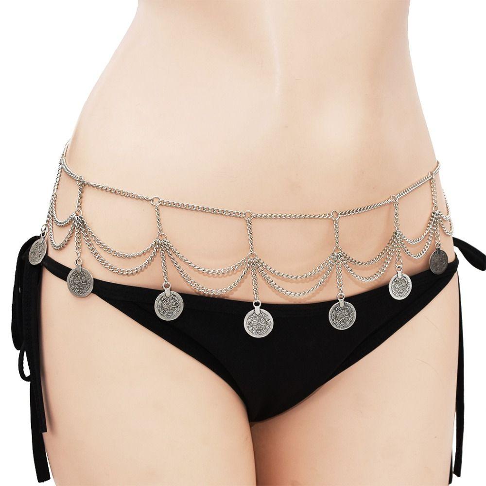 Belt Metal Body Chain Coin Pendant Belly Dance Body Chain Vintage Tassel Waist Chain  Girls