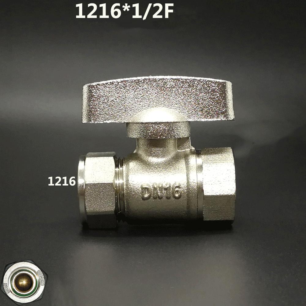 Латунный никелированный шаровой кран DN15 DN20 с наружной/внутренней резьбой 1216/1418/1620/2026/2632 Фитинг для трубы Pex Фитинги для алюминиево-пластиковой трубы