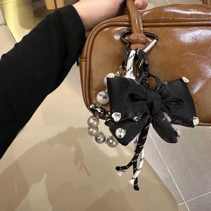 Yogodlns Bow Beaded Bag Hanging Fashion Design Braided Rope Woven Handbag Backpack Pendant