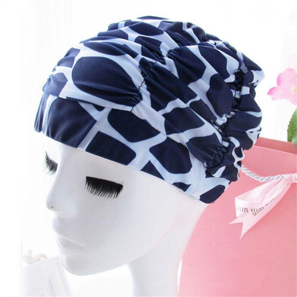 Cap Flowers Printed Nylon Turban High Elastic Swim Pool Hat Swimming Cap Diving Hat Swimming Hat
