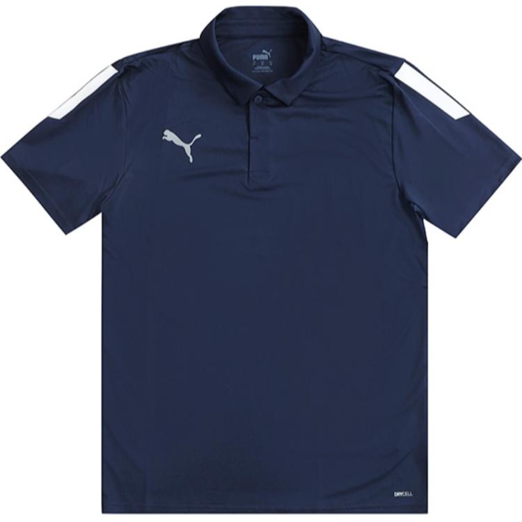 Puma Solid Color Logo Print Pullover Short Sleeve Polo Shirt Men tops Navy-Blue 658925-06