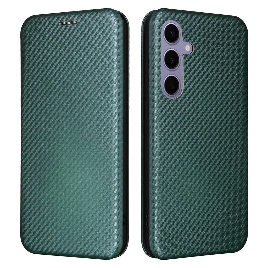 For Samsung Galaxy S25 FE Case Carbon Fiber Texture Drop-Proof PU Leather Phone Cover