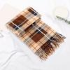 10Pcs Men Women Scarf Plaid Print Tassel Trim Double Sided Velvet Long