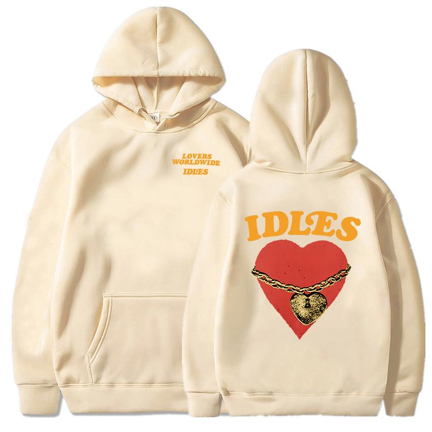 IDLES LOCKED HEART HOODIE Толстовка с длинным рукавом Мода Мужские толстовки с капюшоном Унисекс Уличная одежда Панк Группа Хип-хоп Пуловеры Мужская одежда