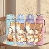 1PC Kitten Cat Drinking Milk Tea Print 750ml Color Plastic Sports Water Bottle Leakproof Flip Straw Lid Suitable for Sports Office Home Use