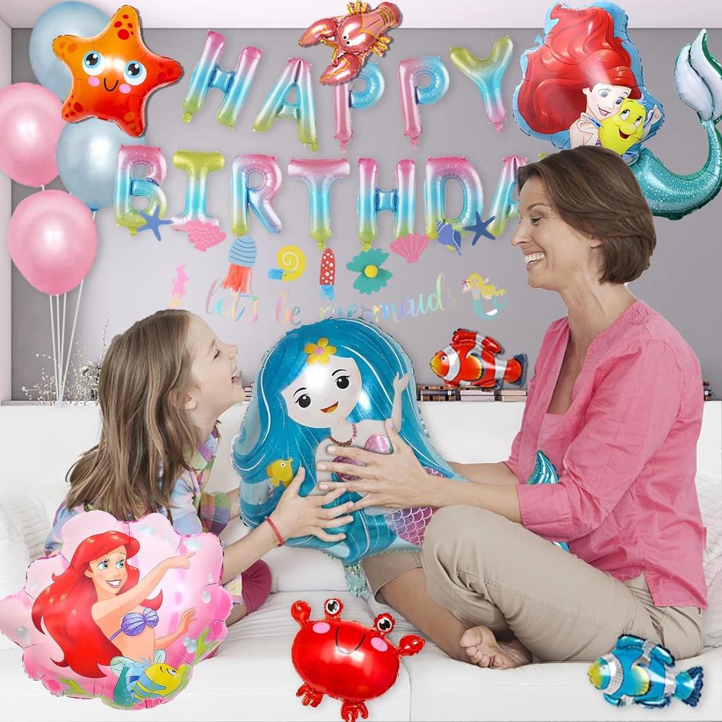 YOOCOOM Mermaid Party Decorations Ocean Park Girls Birthday Party Supplies Mermaid Princess Kids Birthday Party Decorations