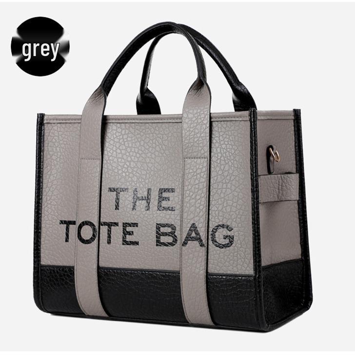 Two-Tone European & American Fashion Shoulder and Crossbody Large Tote Bag