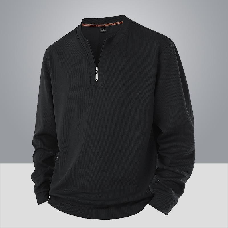 Men Long Sleeve Crew Neck Half Zip Loose Fit Casual Sweatshirt