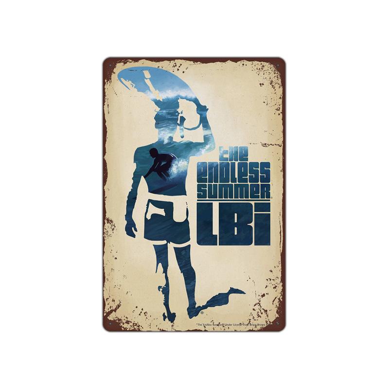 Летний пляжный закат, металлическая жестяная вывеска, таблички, декорации, железная живопись, кафе-бар, домашний декор, приморский дом, стена, жестяная пластина, постер