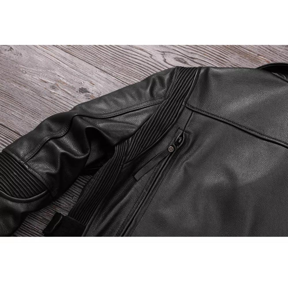 Китайский размер Тяжелая мотоциклетная куртка из натуральной коровьей кожи Верхний слой Повседневный винтажный ретро мото костюм кожаное пальто Зима