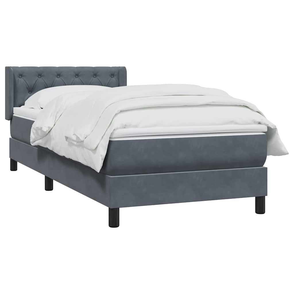 Box Spring Bed with Mattress Dark Gray 80x210 cm Velvet