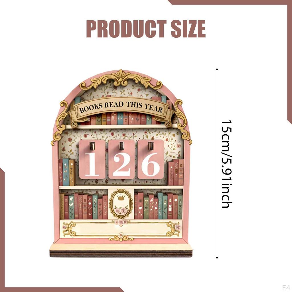Wooden Book Read This Year Counter Sign Gift Home up to 999 Bookshelf Decoration for