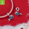 Handmade S925 Sterling Silver Dachshund Christmas Pendant with White Gold Plating - Creative DIY Jewelry Accessory
