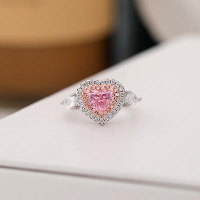 Кольцо Love с розовым бриллиантом, кольцо Heart с цветным желтым бриллиантом, ювелирное кольцо.