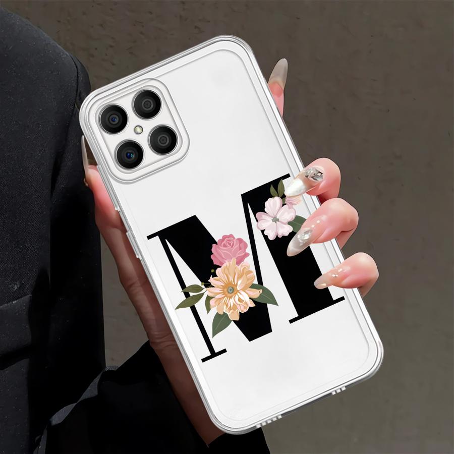 Чехол с цветочными буквами для Honor 90 Lite X9a X7b X8 X8b X9b X8a Мягкая крышка для телефона