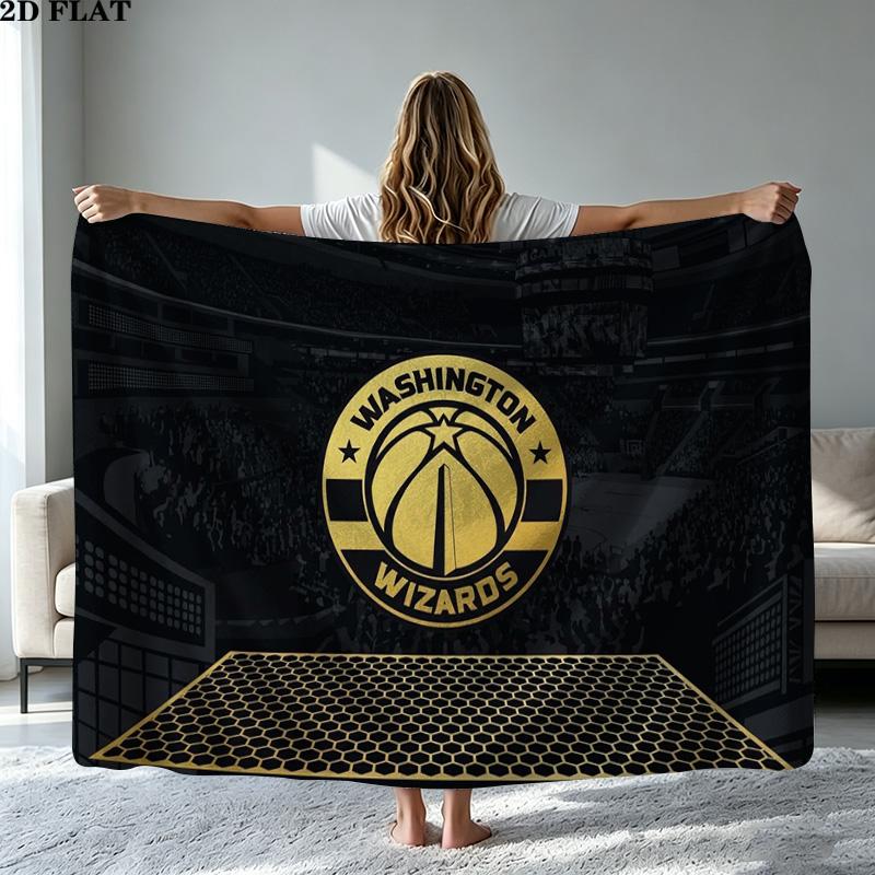 Washington Wizards Logo Print Flannel Blanket High Quality Warm Comfortable Cover for All Seasons Perfect for Gifts Home Decor