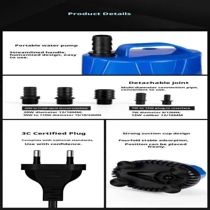 Погружной аквариумный водяной насос 60 Гц Циркуляционный фильтр Головка помпы для аквариума Фонтан Пруд Гидропоника