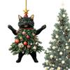 Рождественский Ornament для Кошки Маленький 2D Акриловый Рождественский Котёнок Шарм Подвеска на Зеркало Заднего Вида Автомобиля Декорация Автомобиля и Сумки Кот Декор Аксессуары