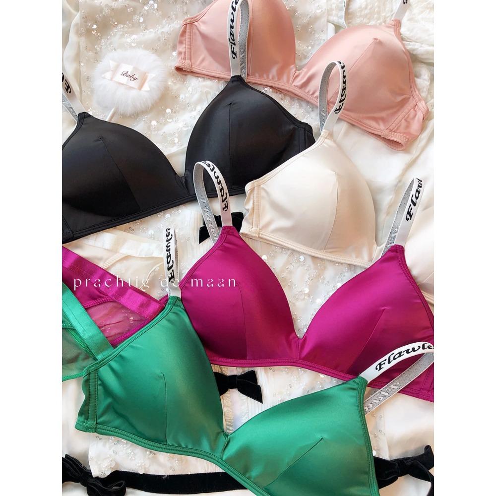 Комплект нижнего белья Ice Silk Comfort, женский сексуальный бюстгальтер Push Up с глубоким V-образным вырезом, регулируемый бюстгальтер с буквами и кружевными трусиками