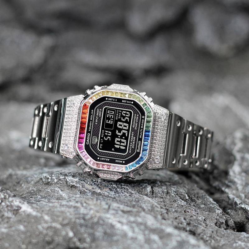 Casio Коллекция GMW B5000 1A Часы с солнечным питанием Металлический ремешок Унисекс Черный циферблат GMW-B5000-1A(Watch4--)