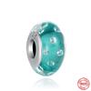 New S925 Sterling Silver Plated Pink Red Green Blue Murano Glass Bead Charm Fit Original  Bracelet DIY Jewelry For Girl
