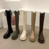 White Long Knight Boots Women's 2025 Autumn New Chelsea Boots Winter Velvet Warm Medium Tube High Boots