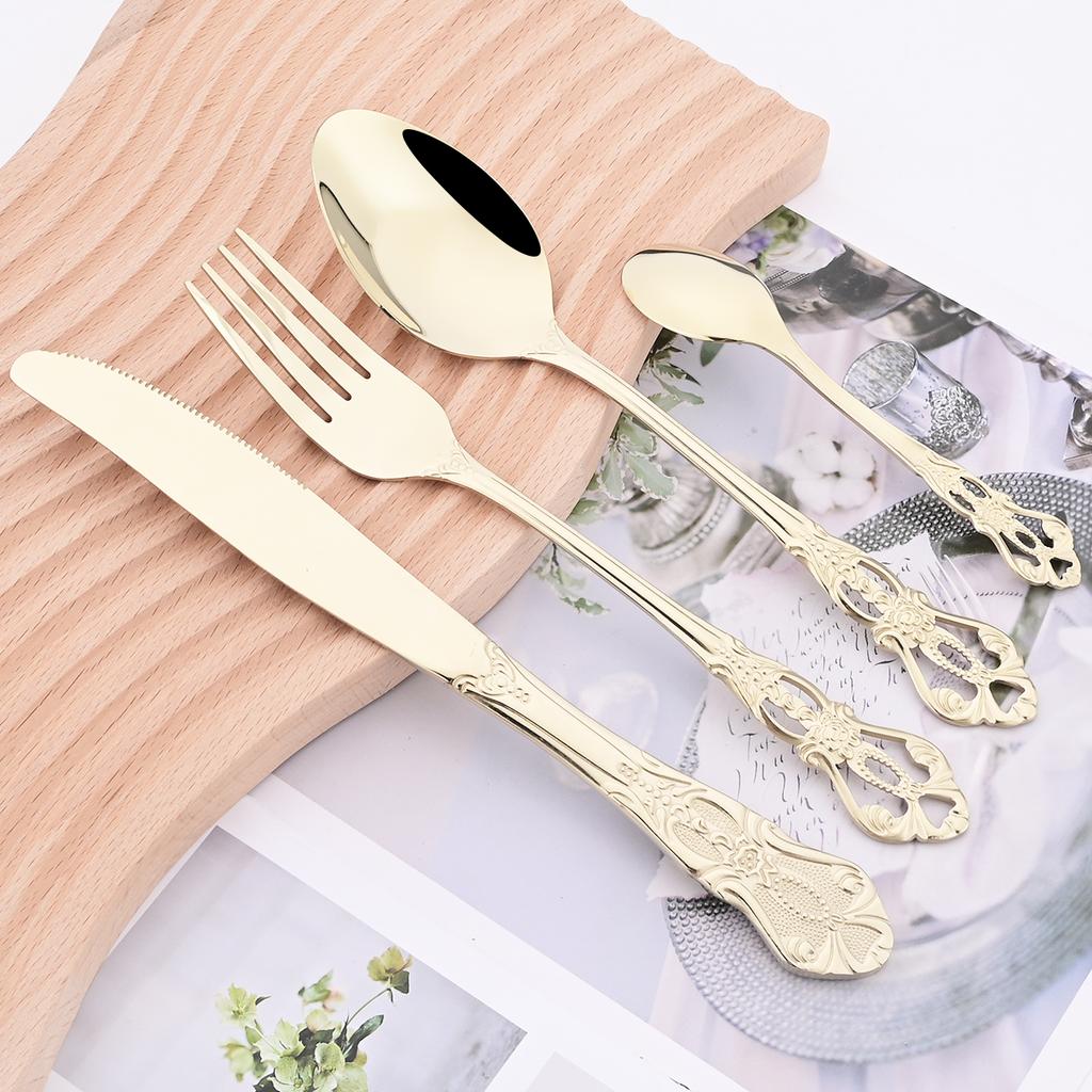 24 шт., нож, вилка, кофейная ложка, набор столовых приборов, разноцветный набор столовой посуды, столовые приборы из нержавеющей стали, посуда, западные кухонные аксессуары