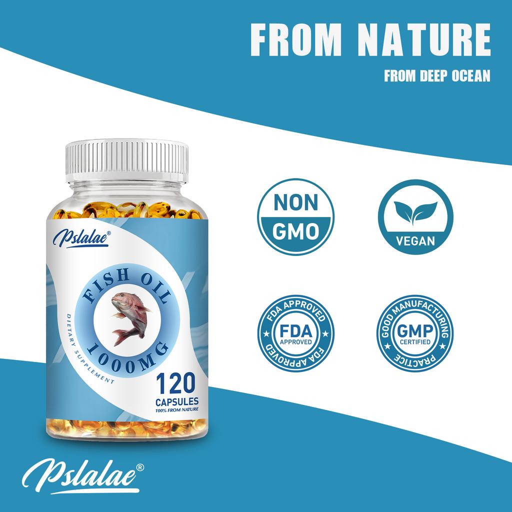Pslalae Natural Fish Oil Capsules, 1000mg, with Omega-3 Fatty Acids, High-Potency Formula, Suitable for Adults