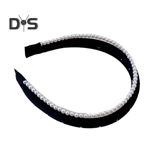 Повязка на голову с имитацией жемчуга, легкая двухслойная повязка на голову, обруч для волос во французском стиле, мягкий на ощупь, универсальный аксессуар для одежды