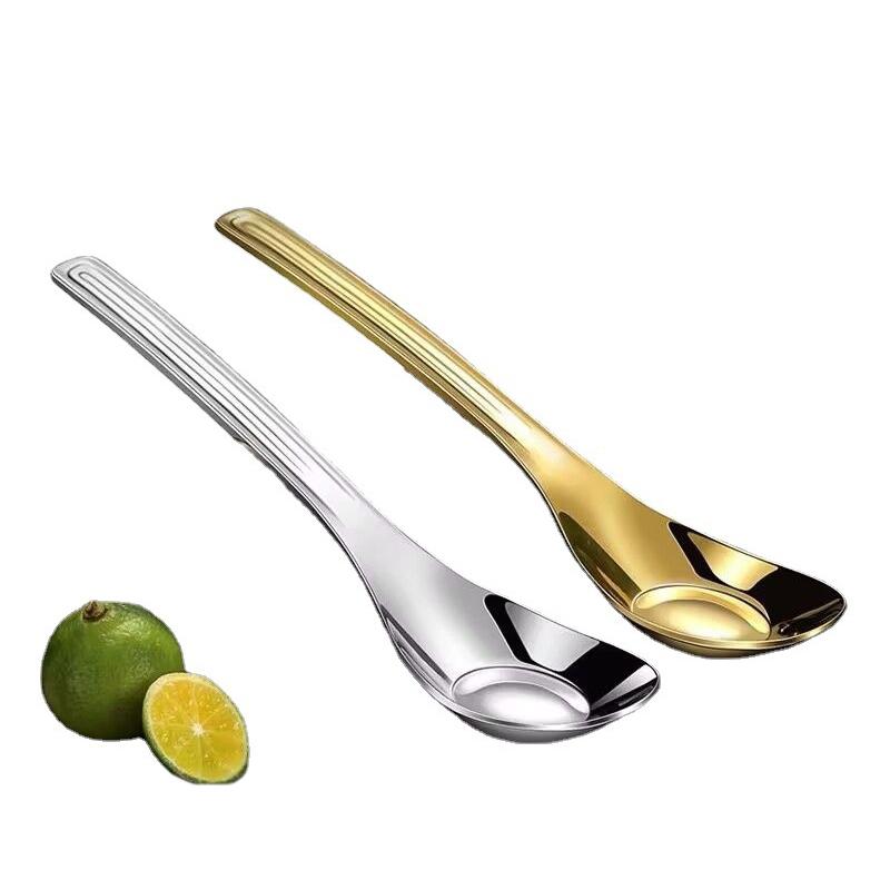 Золотая серебряная десертная ложка из нержавеющей стали с длинной ручкой, креативная ложка в форме головы Юаньбао, бытовые принадлежности для кормления детей