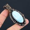 Fancy Larimar Gemstone Pendant Pure Copper Wire Wrapped Handmade Jewelry For Gift