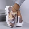 Fashion Print Women's Platform Sneakers 2024 Breathable Knitting Autumn Sock Shoes Woman Comfort Soft Sole Non-Slip Sports Shoes