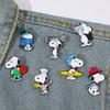 Snoopy Enamel Pins Set Cute Cartoon White Dog Brooches Lapel Badges for Backpack Creative Gift for Friends