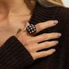 Vintage Style Gradient Rivet Open Resin Bracelet Fashion Ins Diamond-Encrusted Bracelet Set
