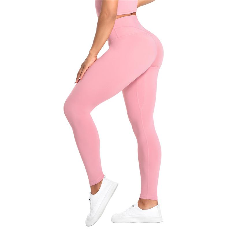 Женские однотонные узкие леггинсы для йоги с высокой талией, брюки с подтяжкой бедер, повседневные спортивные эластичные брюки для фитнеса