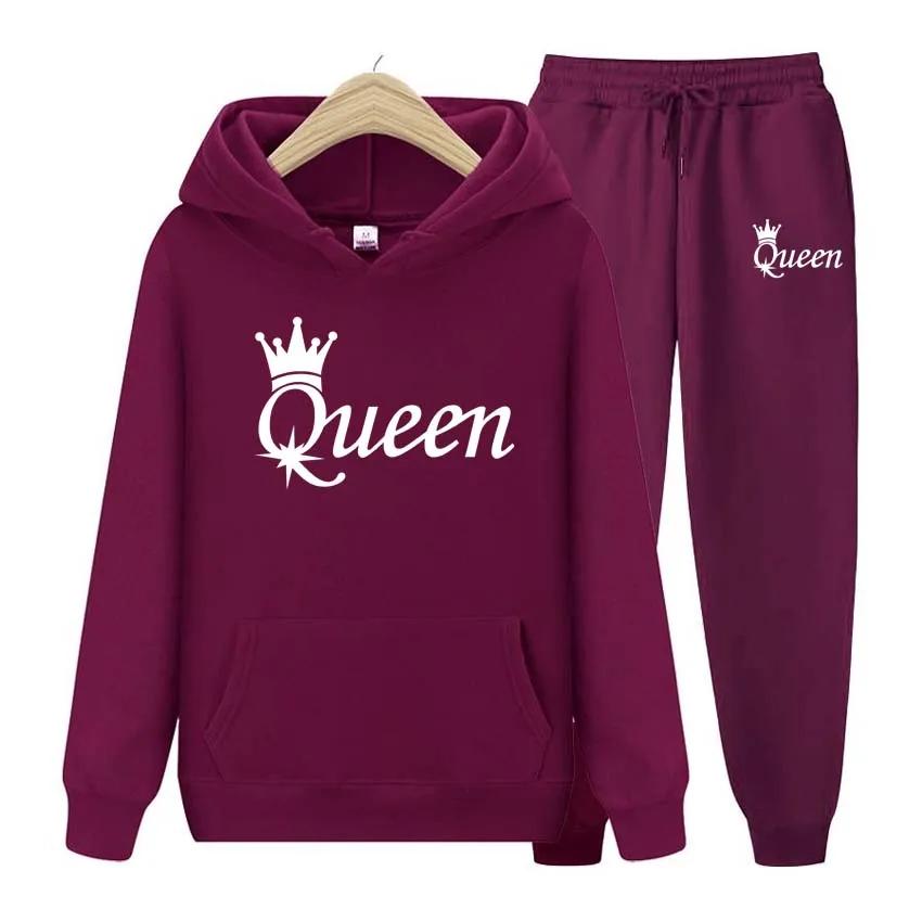 Женские толстовки с принтом Queen, толстовки + брюки, комплект из двух предметов, спортивные костюмы, брюки для бега, толстая теплая одежда