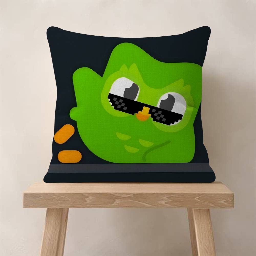 Cartoon DDuolingo Owl HD Personalized Picture Text Home Decorative Pillows Household Gifts xcm