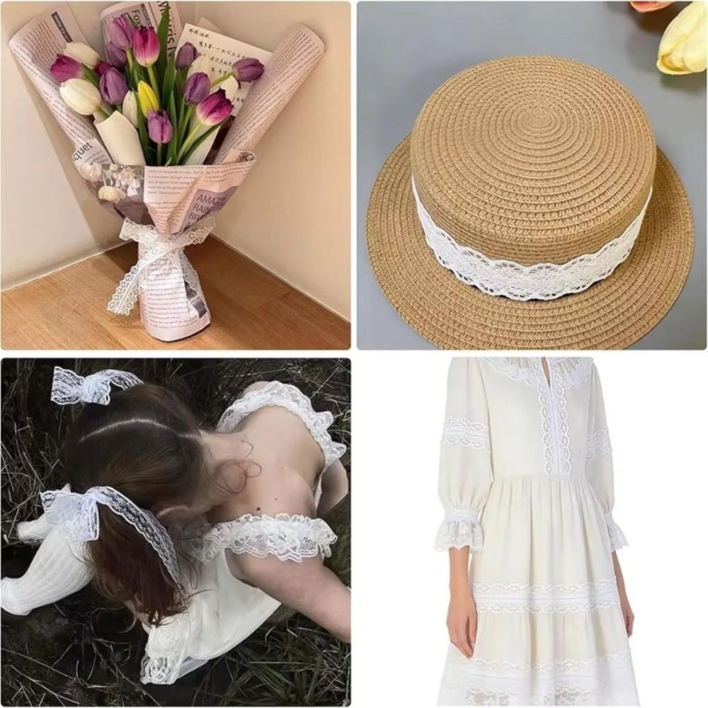 10 Yards Length Embroidered Lace Ribbon Bilateral Design DIY Lace Material For Floral Bouquet