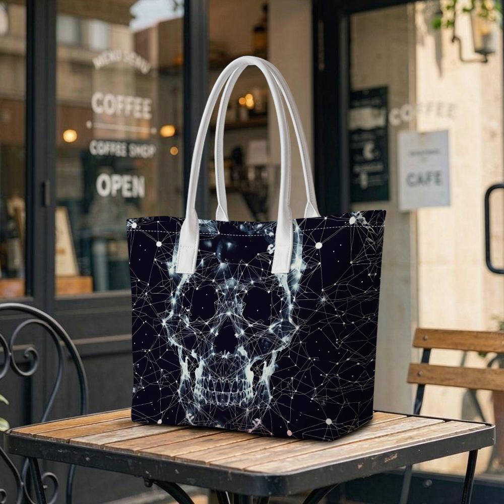 Geometric Skull Pattern Tote Bag Fashion Large Capacity Daily Shoulder Handbag