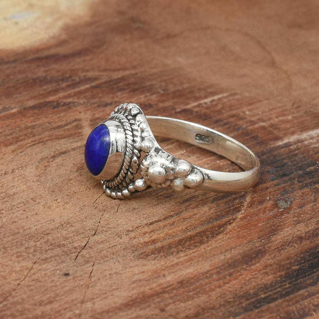 Natural Lapis Lazuli Silver Ring | 925 Sterling Silver Ring | Lapis Lazuli Gemstone Ring | Handmade Silver Ring | Engagement Ring | 8 US