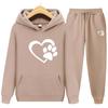 Спортивный костюм, комплект из 2 предметов, толстовки с длинными рукавами и следами медвежонка для мужчин и женщин, пуловер с капюшоном, толстовка с принтом сердца, верхняя куртка, пальто