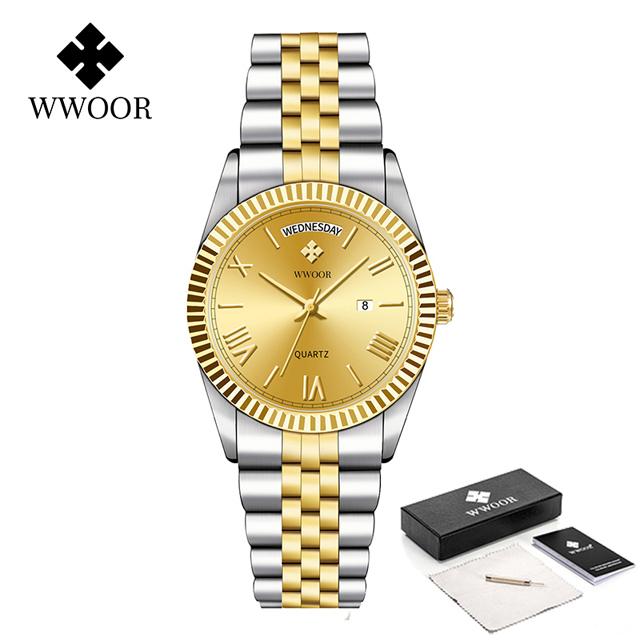 Top Brand WWOOR Business Watch For Men Fashion Luxury Men Watch Male Clock Warterproof Quartz Wristwatch Sport Relogio Masculino