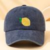 Lemon Graphic Print Denim Baseball Cap Unisex Washed Casual Outdoor Adjustable Hat