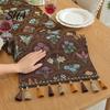 Elegant Dining Table Runner Jacquard Floral Runner, Vintage with Tassel Edges, Classic Style Farmhouse for Wedding Baby Shower Decor Charming