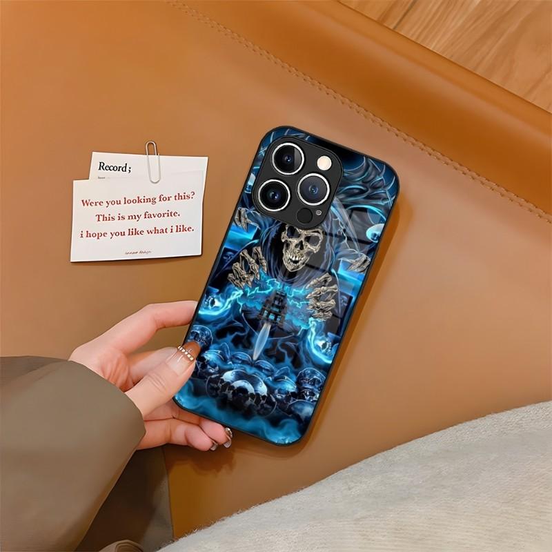 Skeleton Rock Band Phone Case Tempered Glass For IPhone 13 14 12 15 11 Plus Pro XS Max Mini X XR 8 7 6s SE2020 Cover