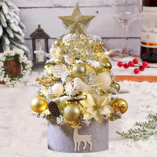 Мини-елка, искусственная настольная елка с шишковидными шариками, светодиодная подсветка на батарейках