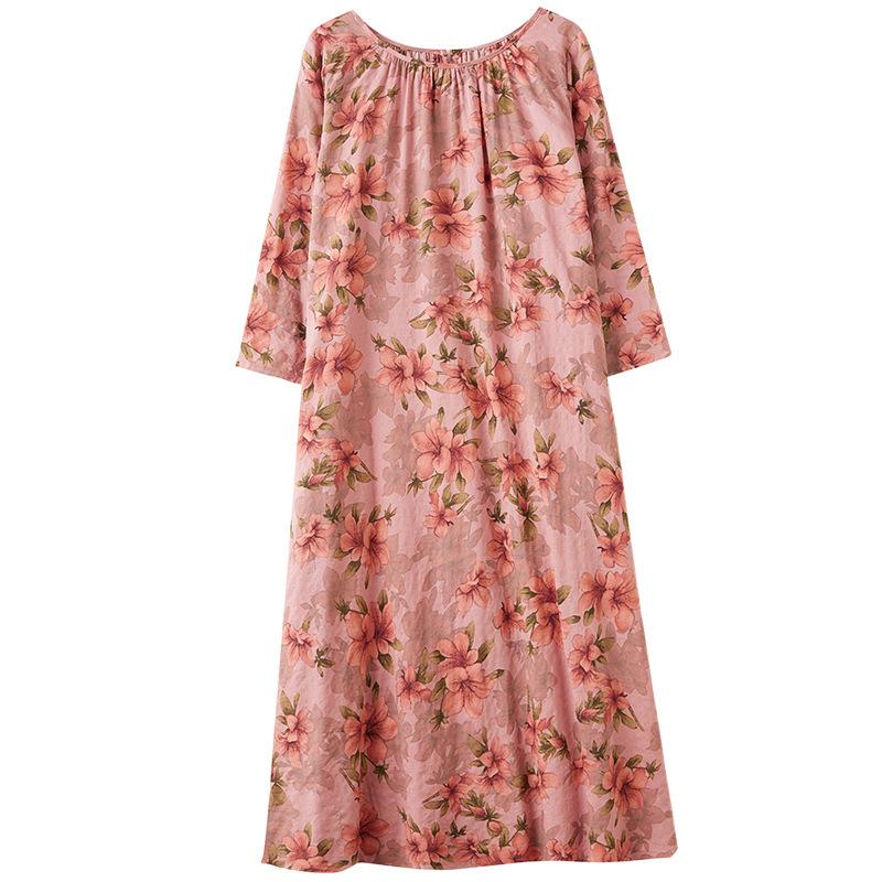 Осеннее литературное свободное платье больших размеров с круглым вырезом и длинными рукавами для весенних женщин в винтажном стиле