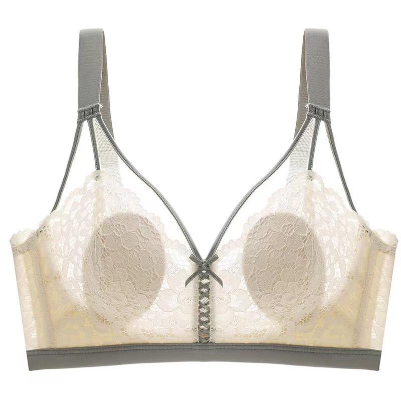 Летние ультратонкие модели нижнего белья для сбора груди, непровисающий летний бюстгальтер с неметаллическими кольцами